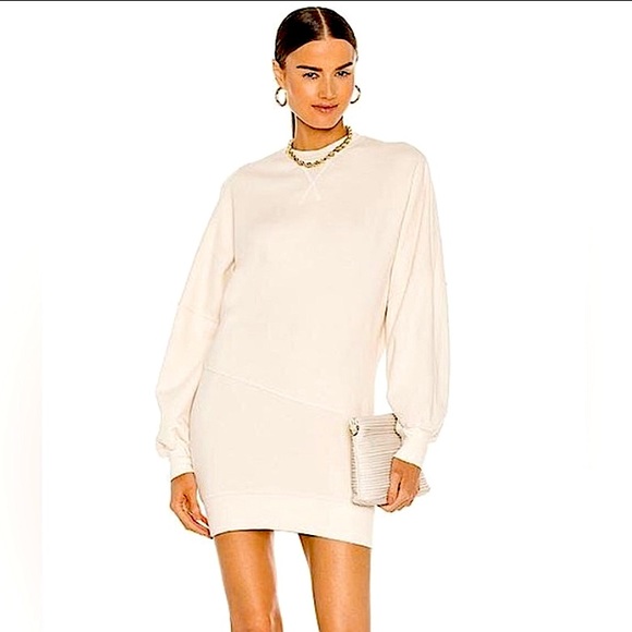 NWT! Michael Costello x REVOLVE Sweatshirt Mini Dress in Cream - Size M - Picture 2 of 7